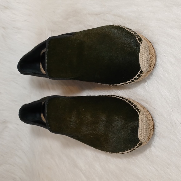 Celine Forest Dark Green Pony Hair Espadrille Flats Sz 40 - Picture 1 of 16